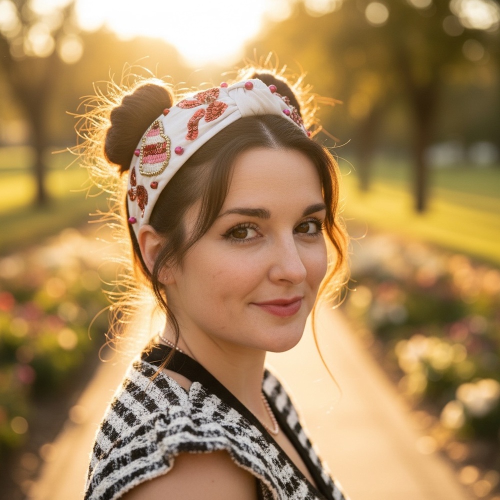 260. Sequin Heart & Coquette Girl Bow Headband